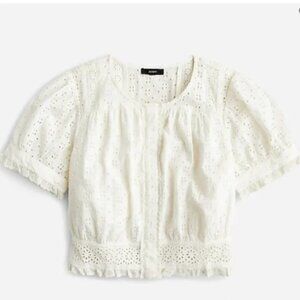 J Crew button front eyelet crop top